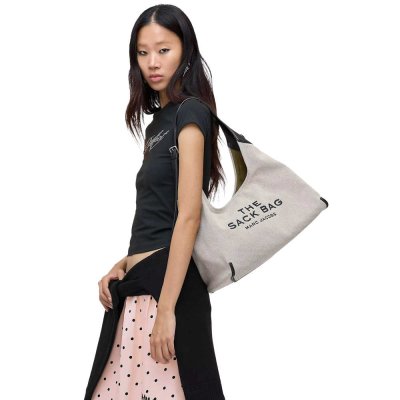 THE LEATHER-TRIM CANVAS BELTED SACK BAG